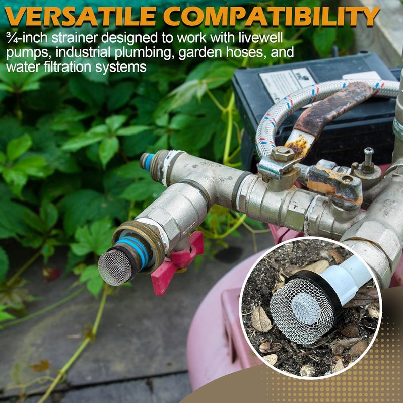 Verplexter 1 Pack Stainless Steel Strainer ¾ Inch -14, Industrial Plumbing Inline, Aerator Screen Wire Mesh Compatible with Livewell Pump, Garden Washers Water Filter Sprayer Garden Hose Suction Line. - Image 5